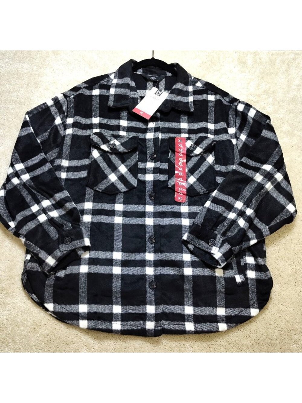 Members Mark Plaid Shacket Yarn Dyed Relaxed Fit Recycled Polyester XL WMNS NWT